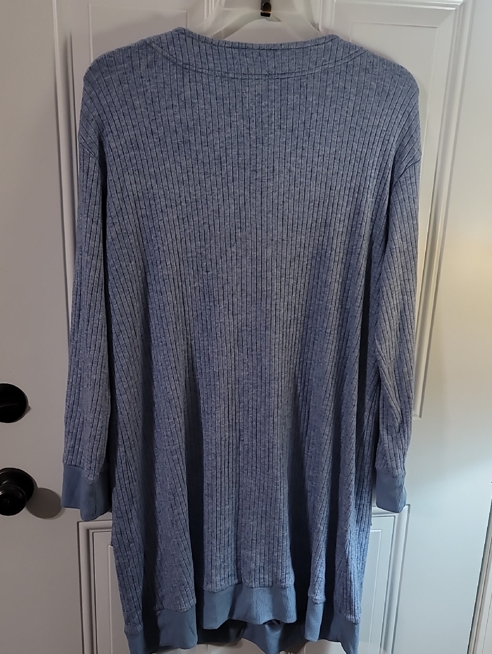 Light Blue Ribbed Button-Up Cardigan - Picture 7 of 7